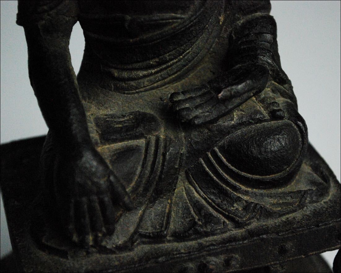 仏教美術 時代物 古銅 釈迦如来坐像 仏像 _画像4