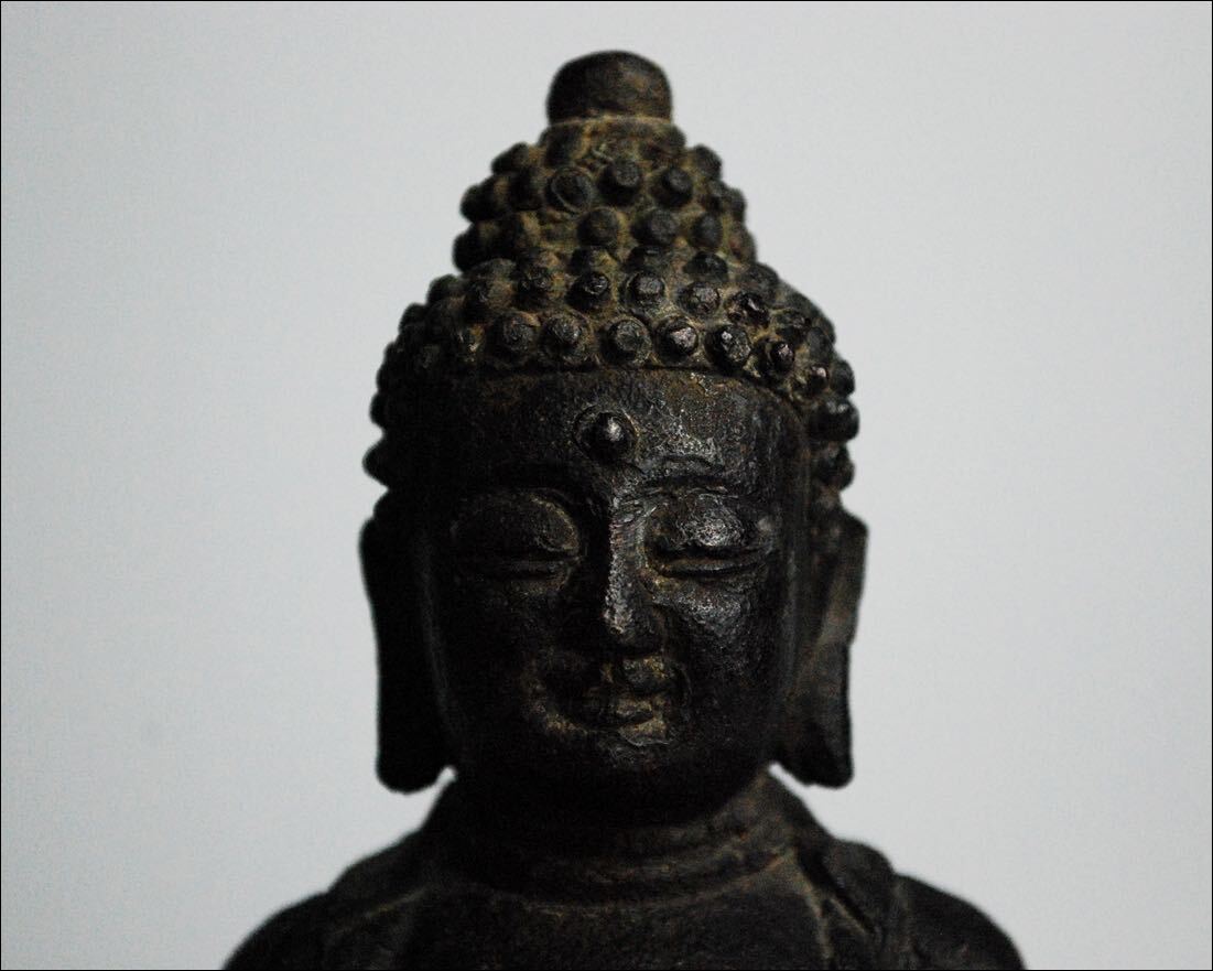 仏教美術 時代物 古銅 釈迦如来坐像 仏像 _画像2