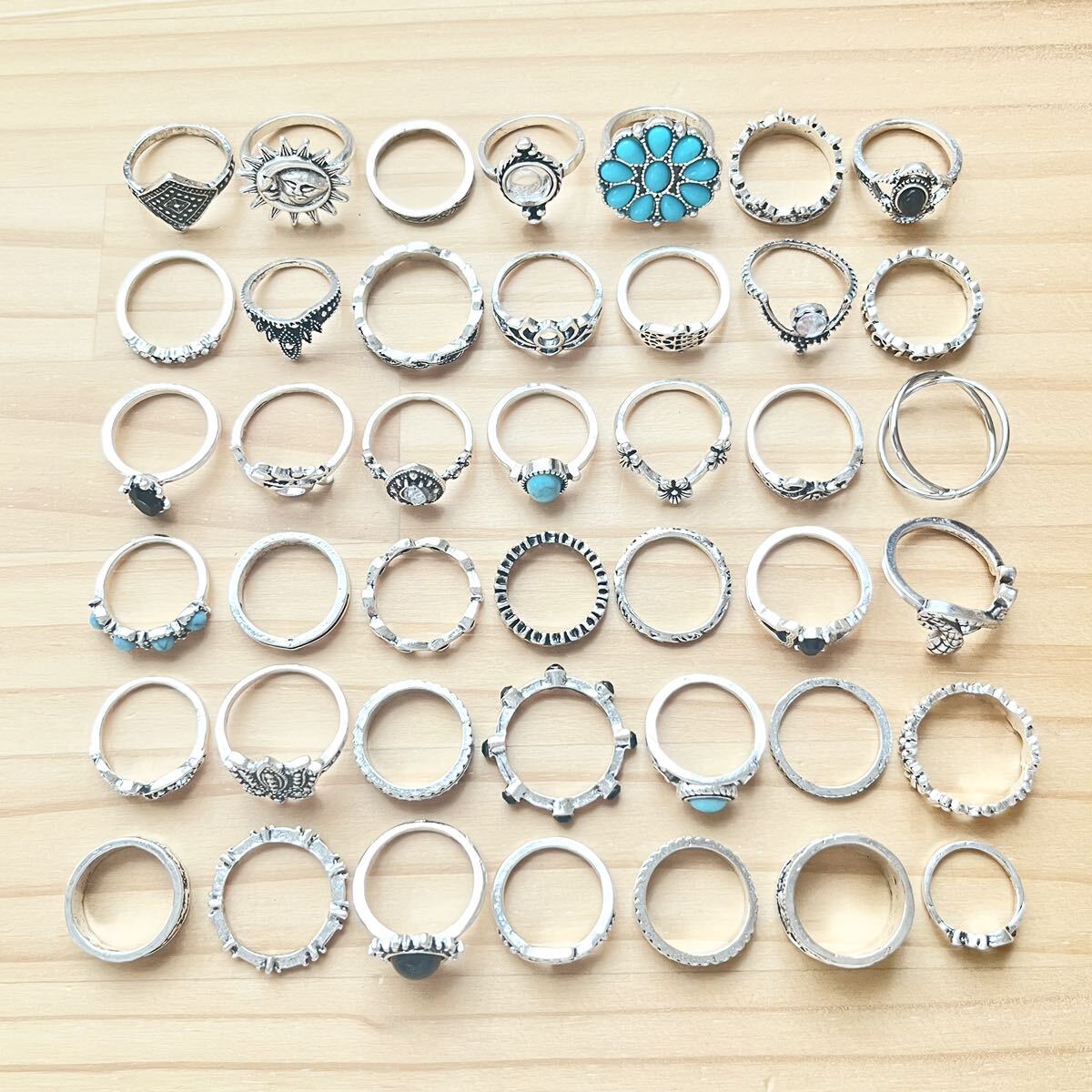 42個 指輪 リング ヴィンテージデザイン 指輪 アクセサリー アンティークデザイン シルバーカラー 海外製 大量 おまとめ まとめ売り の画像2