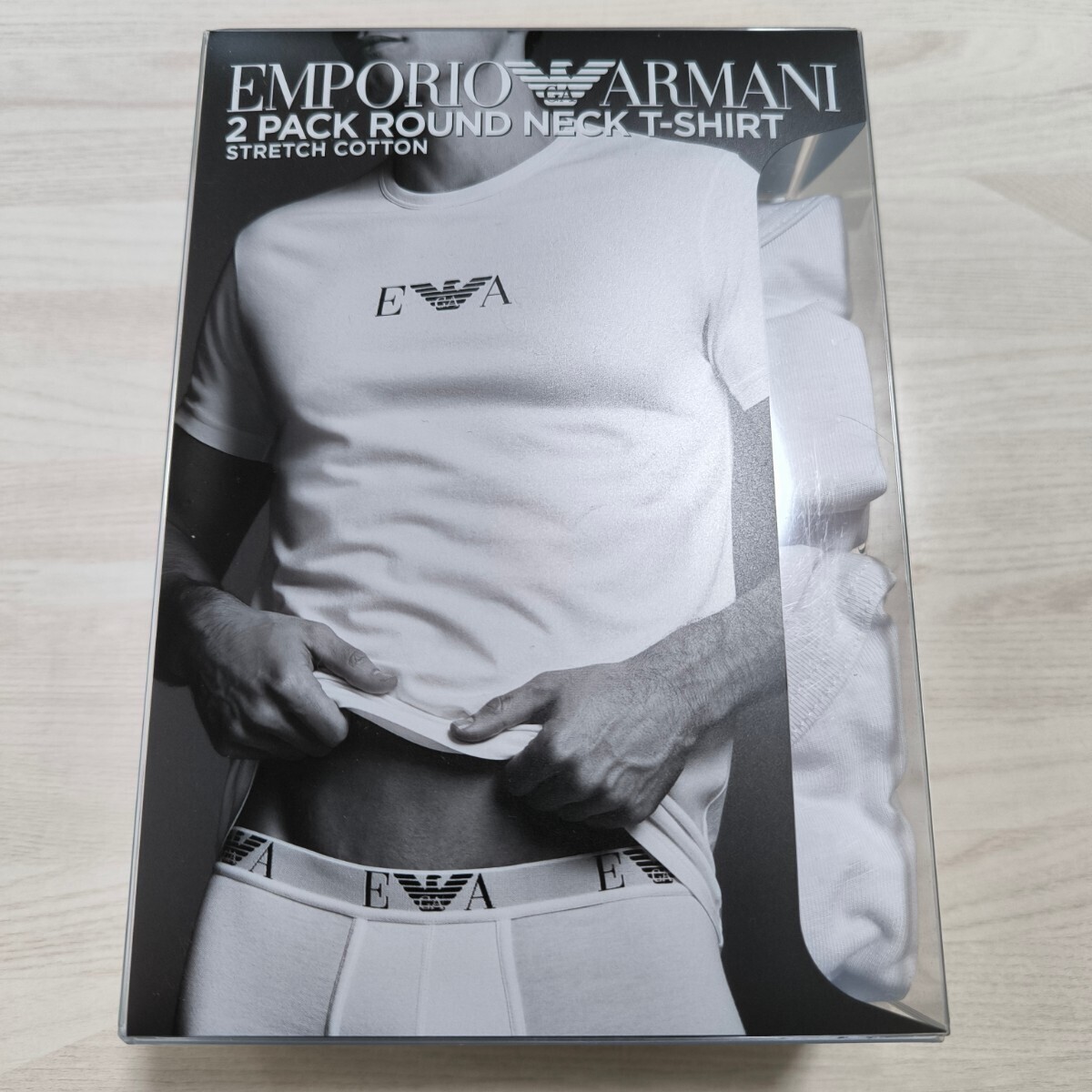 EMPORIO ARMANI エンポリオアルマーニ STRETCH COTTON ストレッチコットン クルーネック 半袖 Tシャツメンズ 2枚組 54007157 ホワイト M