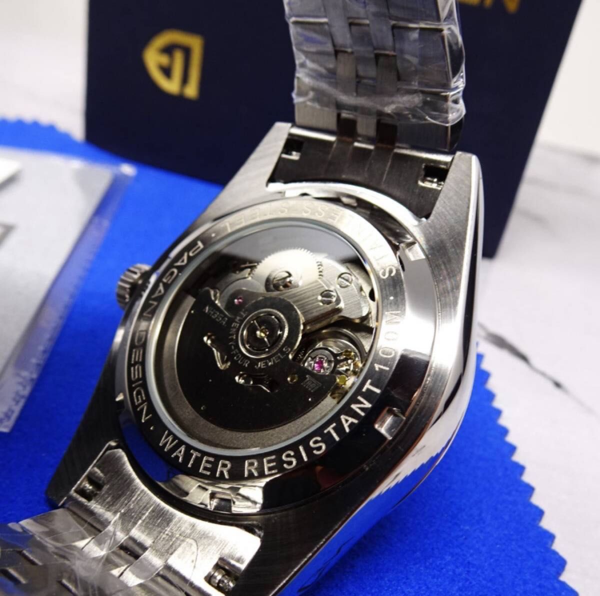 PAGANI DESIGN 腕時計 高級 シルバー 機械式 自動巻 ロレックス ROLEX  オマージュ デイトジャスト　水色