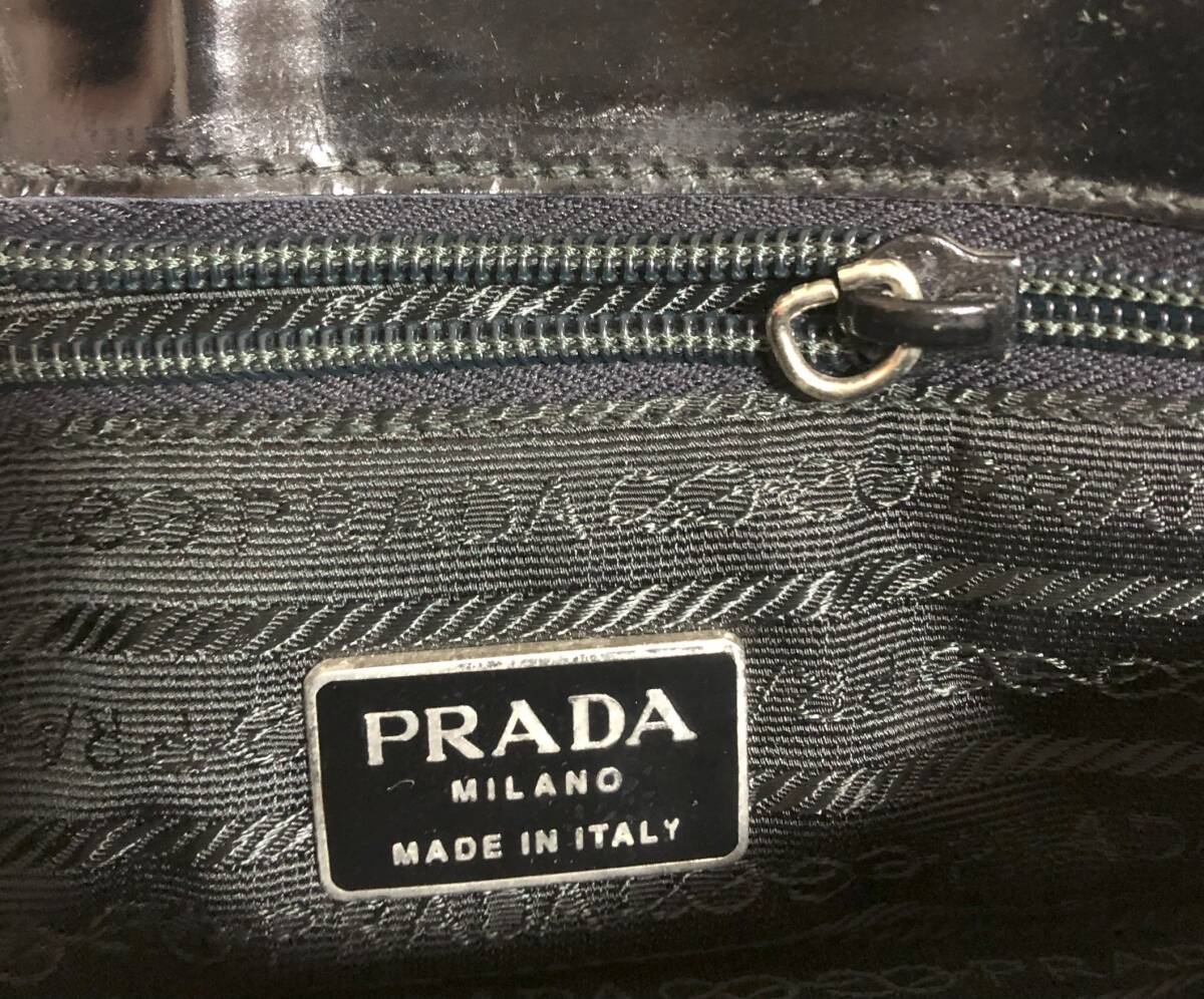 no22575 PRADA プラダ イタリア製 エナメル 肩掛けショルダー トート バッグ ☆_画像10