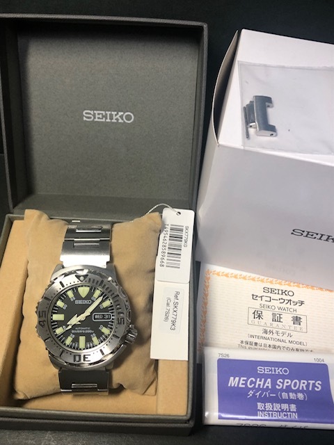 整理⑧ 完動極美 SEIKO【セイコー ブラック モンスター ダイバー 200M ステンレスベルト付 SKX779 7S26-0350 】AUTOMATICの画像2