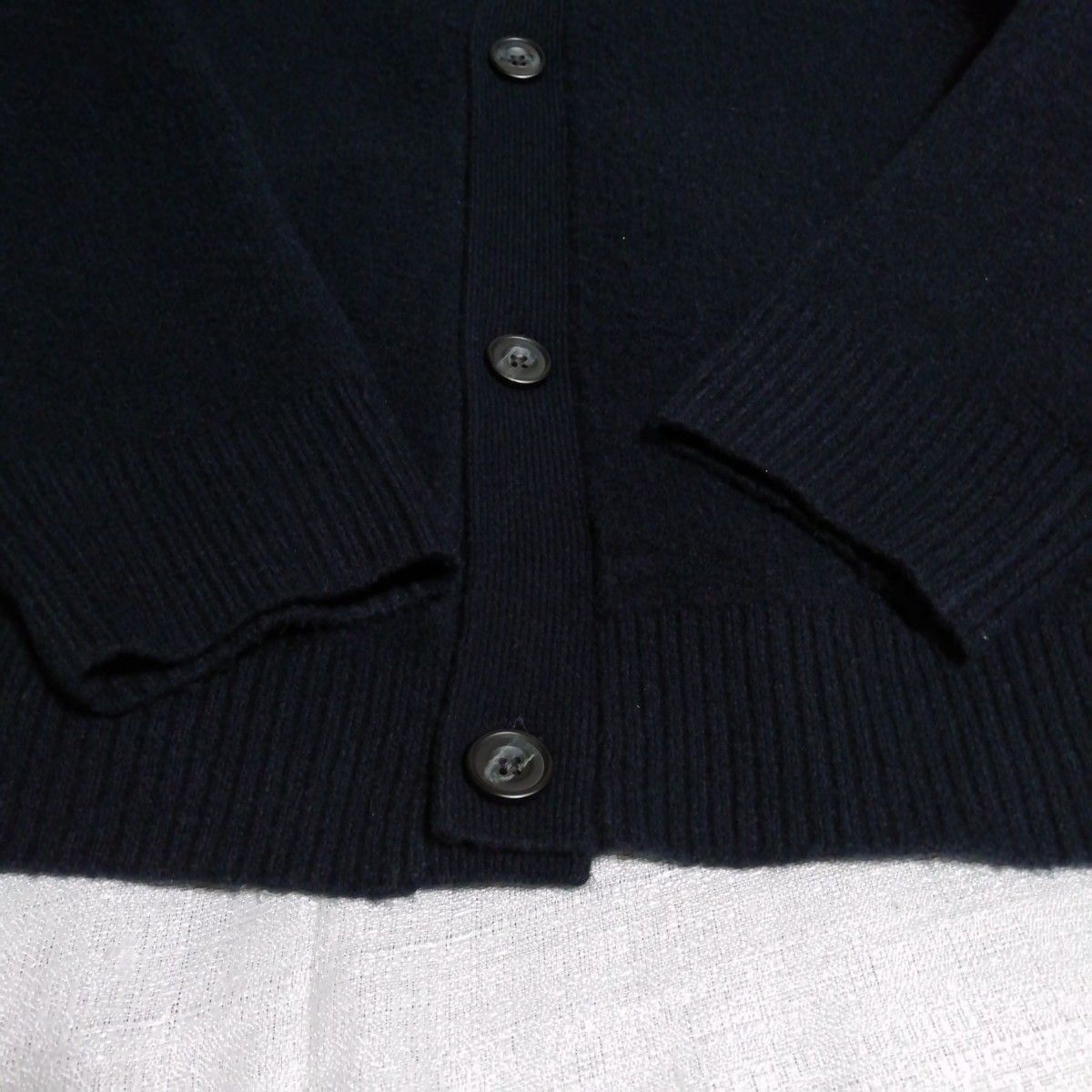 ユニクロ　スフレヤーンカーディガン　襟付き　衿付き　UNIQLO　メンズ　XL　ネイビー　ニット
