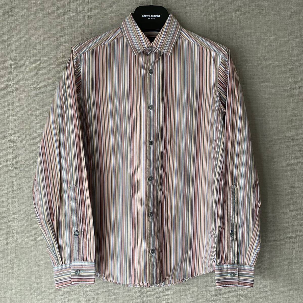 『マルチストライプ』Paul Smith LONDON ポールスミスロンドン 長袖シャツ ドレスシャツ メンズ Sサイズ マルチカラー 日本製 コットン素材_画像3