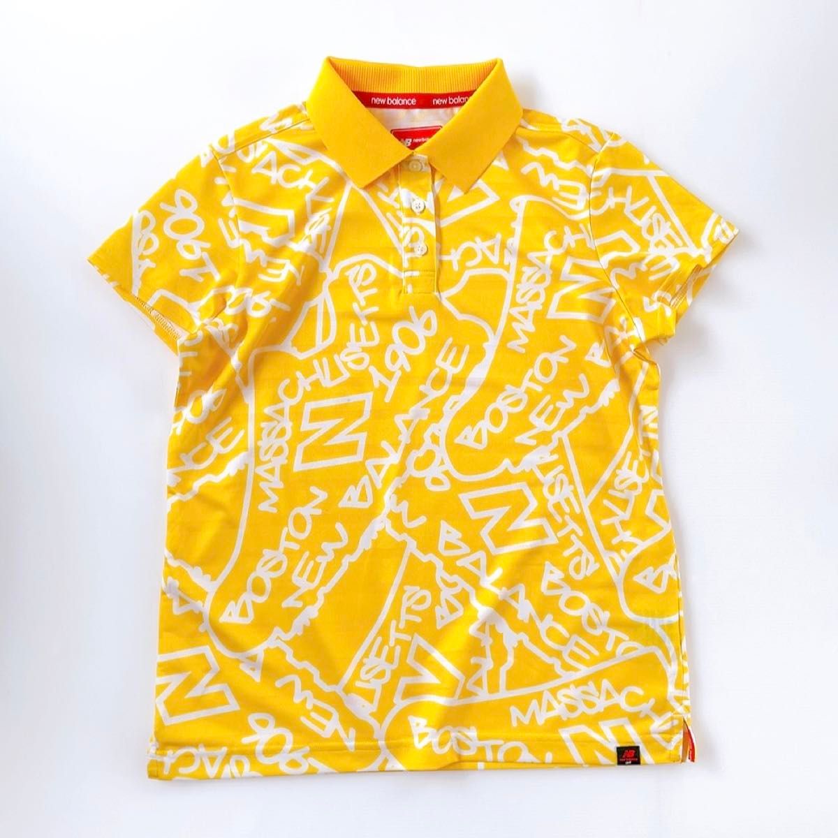 ゴルフウェア 上下 セットアップ L 2 レディース ニューバランスゴルフ カッパ 半袖 黄色 水色 総柄 ロゴ 春夏 シャツ