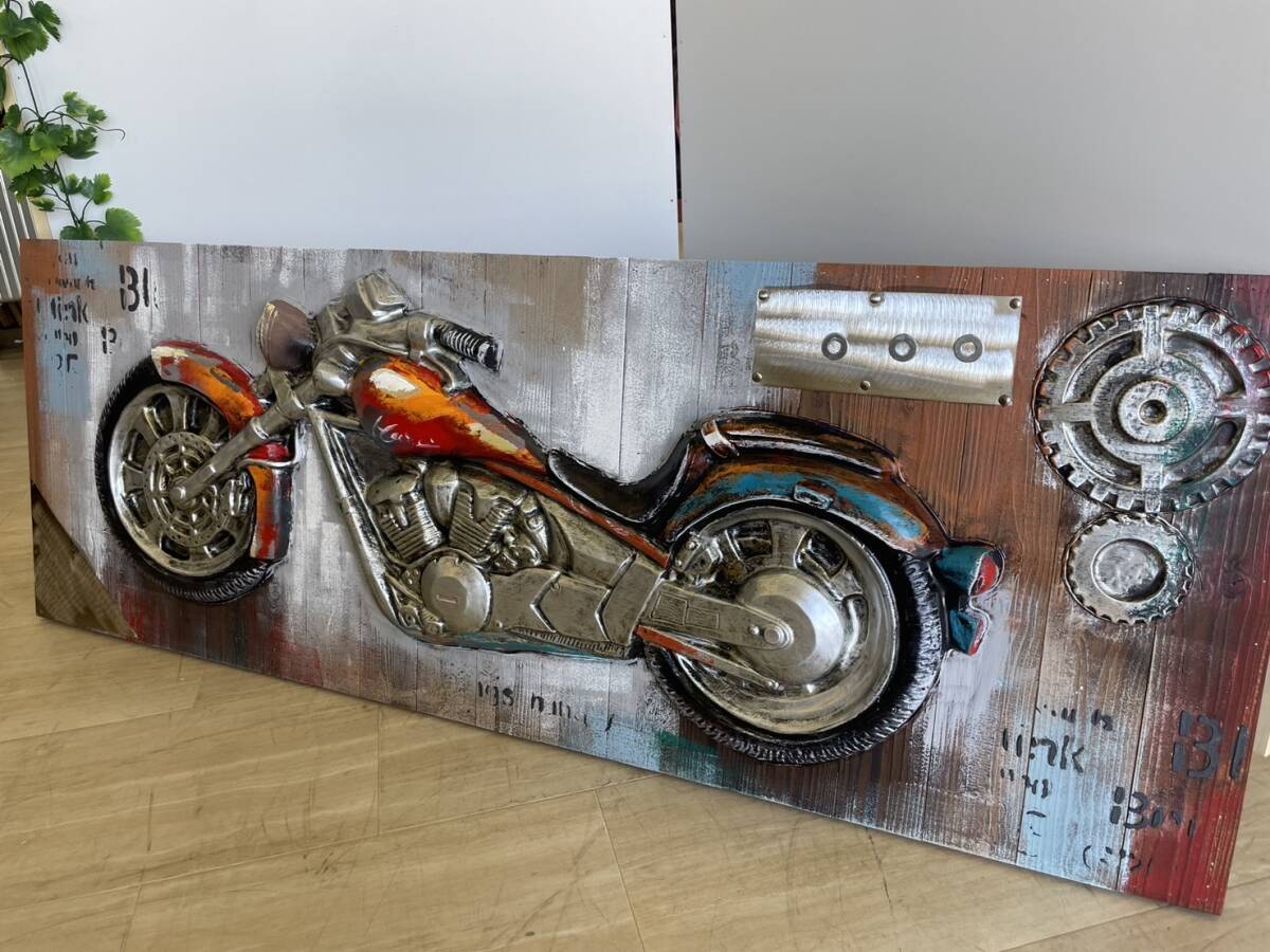 バイク　油絵風　絵画　壁面装飾　3Dパネルアート　ペイントアート　壁掛け　ウォールアート　立体　絵画　アメリカン　アメリカンバイク_画像2