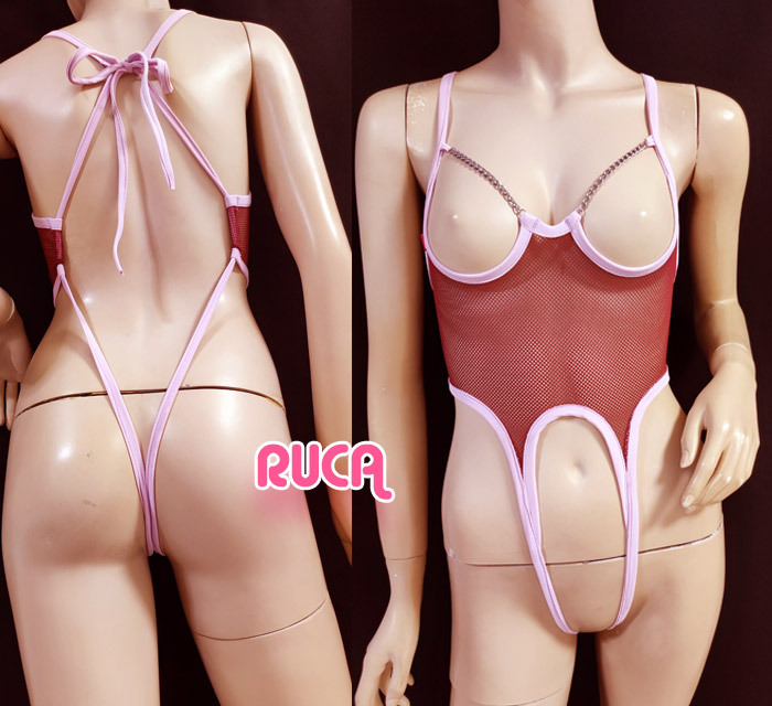 * hand made * bust &. interval Free! mesh .. series ... dress swimsuit (?)