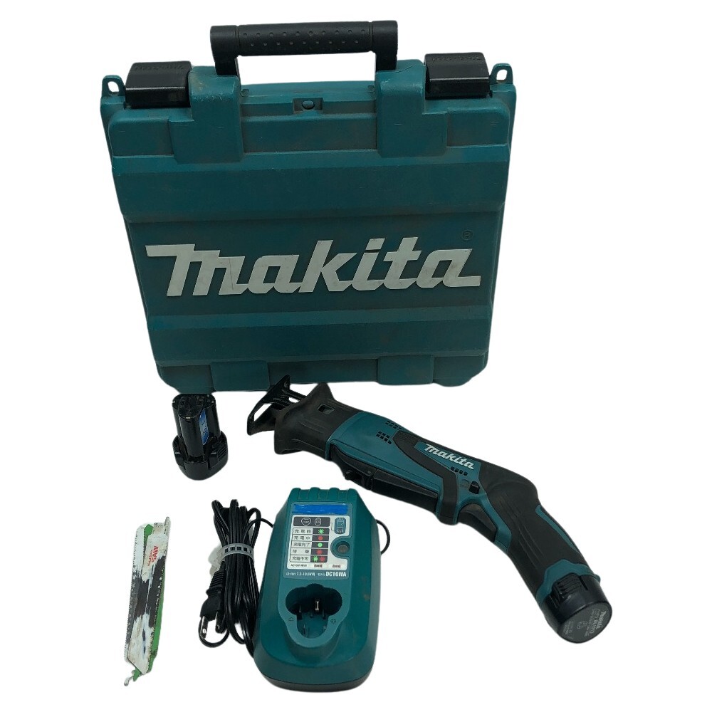 ◇◇ MAKITA マキタ レシプロソー 充電器・充電池2個・ケース付 コードレス式 JR101D ブルー 傷や汚れあり_画像1