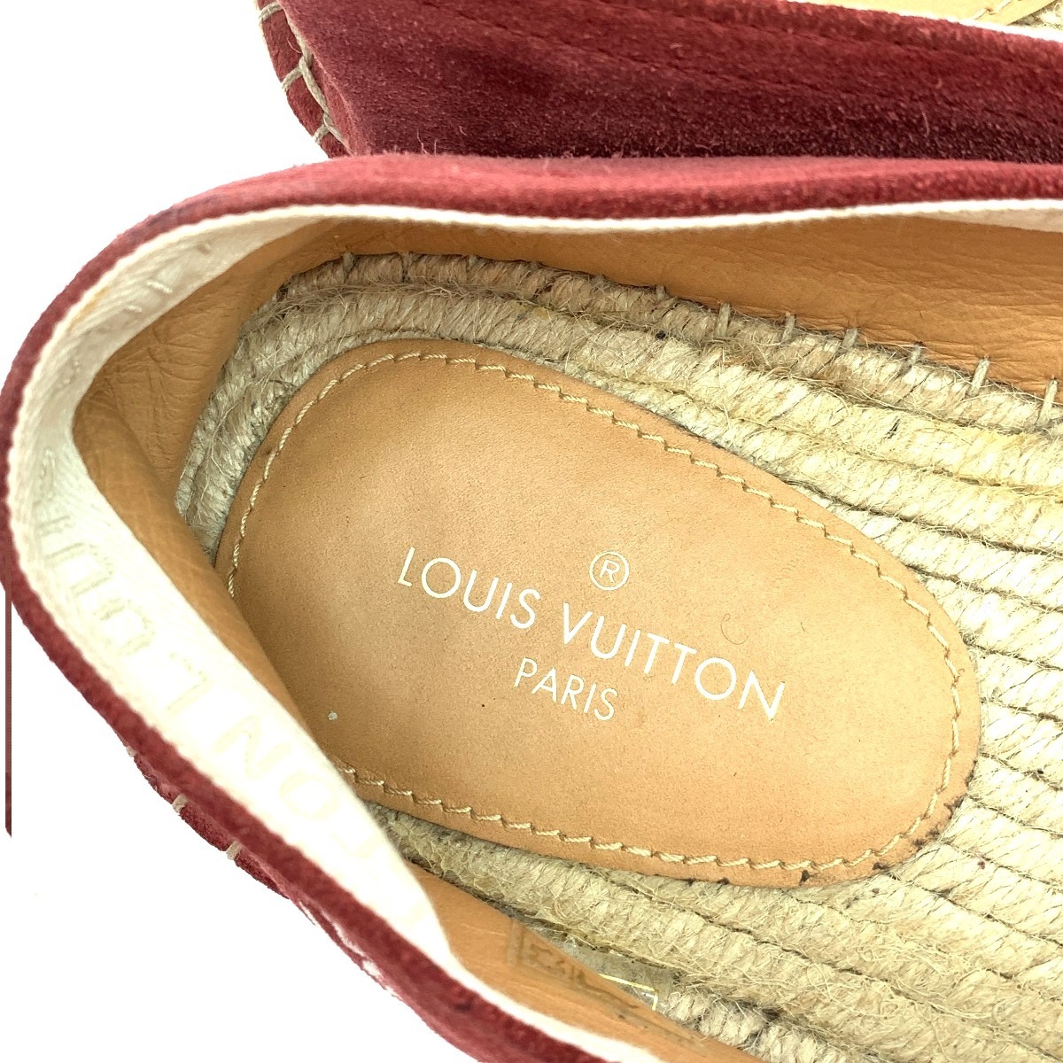 $$ LOUIS VUITTON ルイヴィトン メンズ シューズ スリッポン SIZE6 エスパドリーユ CL1116 レッド 傷や汚れあり_画像4