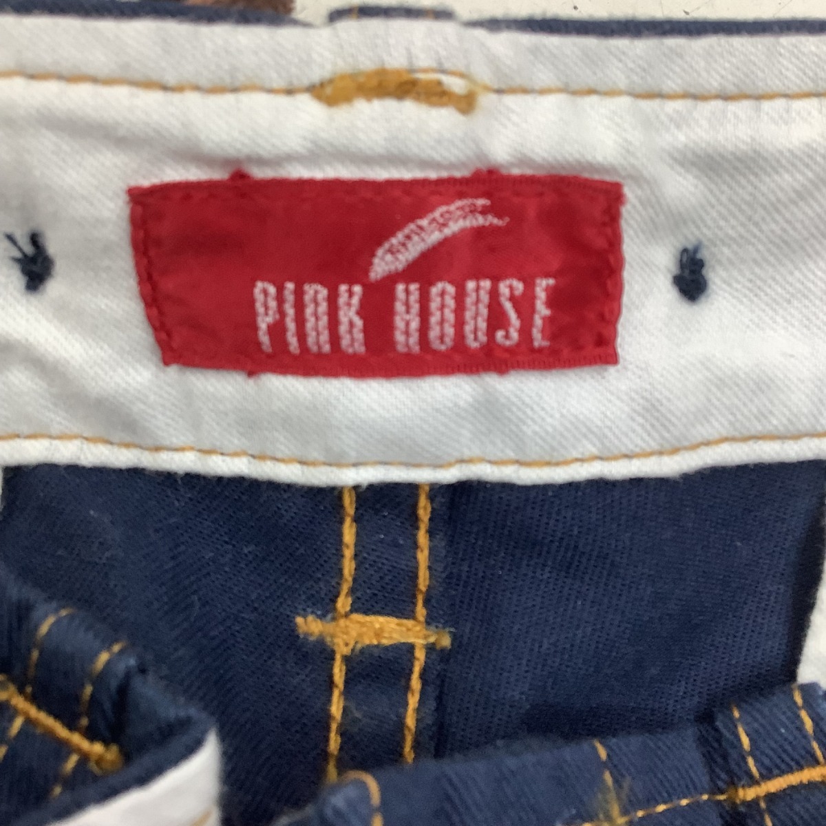 !! PINK HOUSE Pink House женский подтяжки имеется брюки-карго ... карты нашивка темно-синий немного царапина . загрязнения есть 
