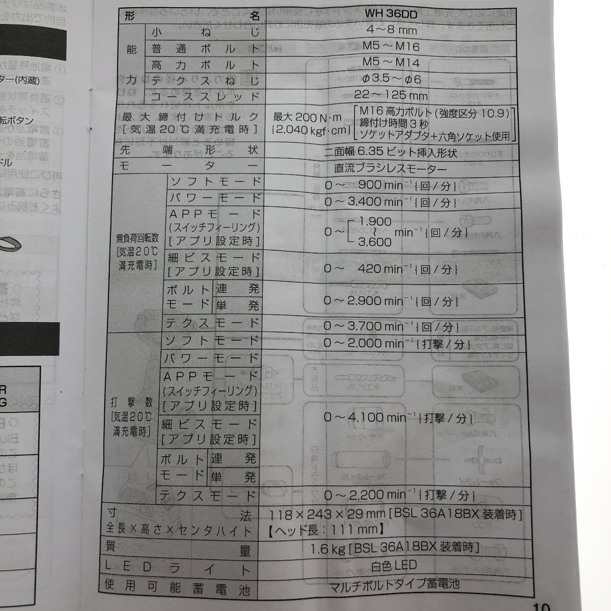 □□ HiKOKI ハイコーキ コードレスインパクトドライバ 36V WH36DD(2XHLSZ) アグレッシブグリーン 未使用に近い_画像9