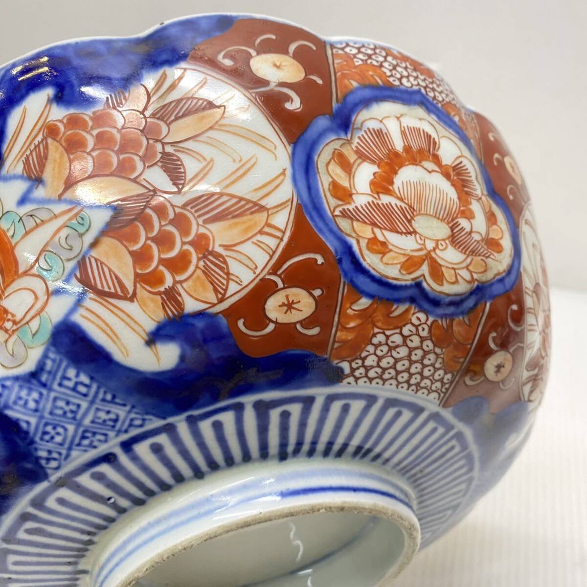 伊万里 染錦 色絵 花 文 大鉢 鉢 皿 陶器 うつわ 器 骨董 古伊万里 コレクション インテリア アンティーク_画像7