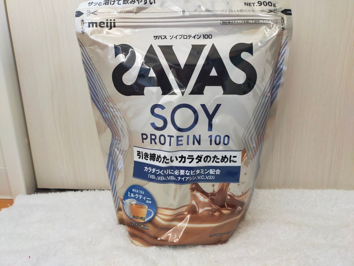 ラス１袋　ザバス(SAVAS) ソイプロテイン100 ミルクティー風味 900g