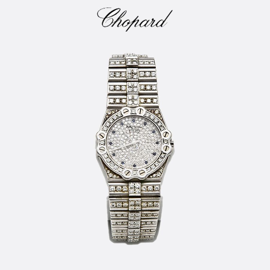 ショパール Chopard サンモリッツ ダイヤベゼル K18WG メンズ 腕時計 クォーツ ダイヤ文字盤 25/2676-1【中古】_画像1