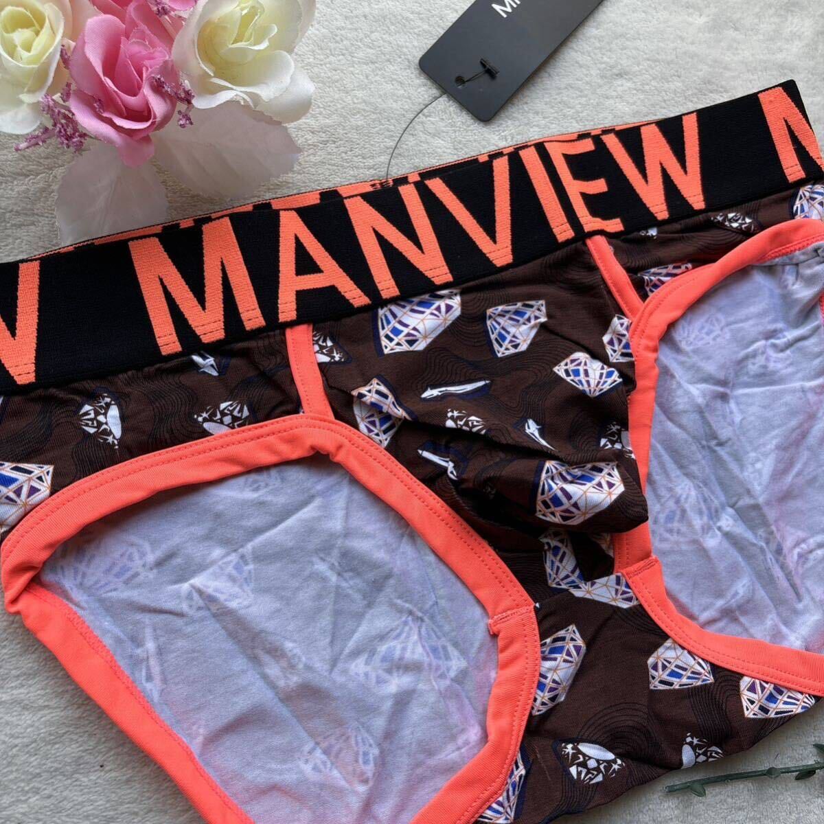 新品 メンズ Lサイズ MANVIEW ハイレグ ブラウン エロカッコいい  sexy ビキニブリーフ メンズ下着 ショーツ パンツの画像2