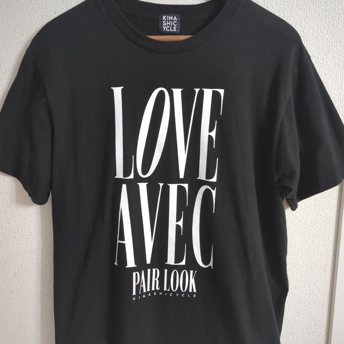 人気 木梨サイクル　LOVE AVEC PAIR LOOK Tシャツ  ブラック 木梨憲武　とんねるず　ロゴTシャツ 自転車