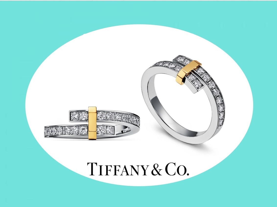 *TIFFANY*Y90 ten thousand * edge bypass diamond 0.39ct platinum &18K yellow gold ring 