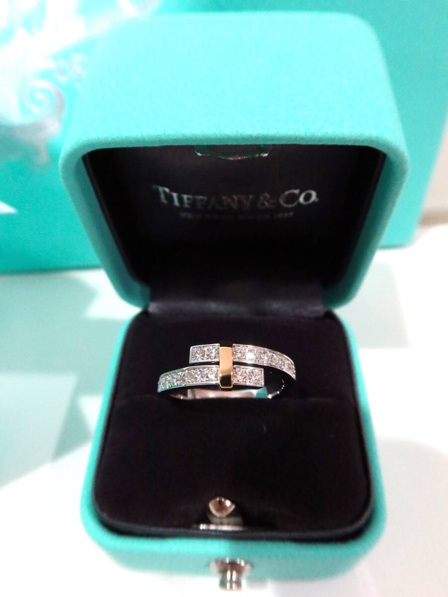 *TIFFANY*Y90 ten thousand * edge bypass diamond 0.39ct platinum &18K yellow gold ring 