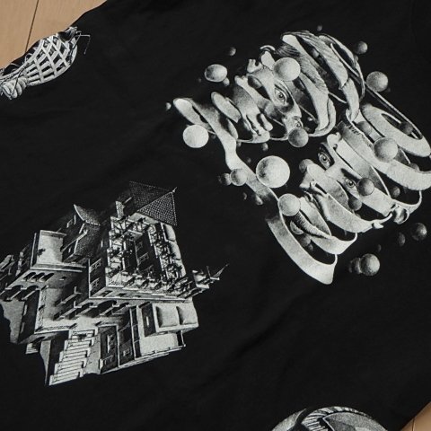 ☆ 17SS Supreme シュプリーム M.C. Escher Collage Tee MC エッシャー コラージュ Tシャツ box logo ボックスロゴ (ブラック黒L)EDN_画像6