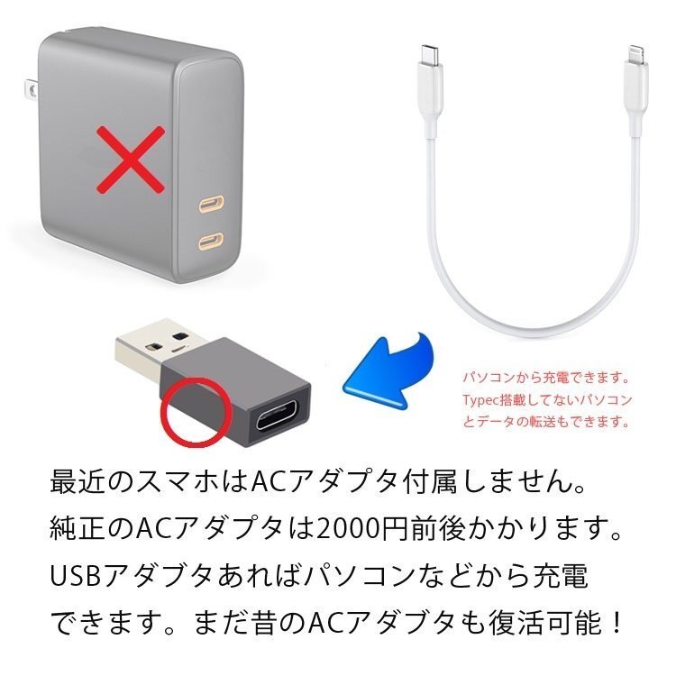USB Type C 変換 アダプタ USB3.0 USB C (メス) to USB A (オス) 変換アダプタ 超小型 超軽量 U32TYCMS/グレー_画像2