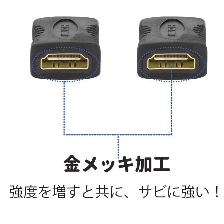 HDMI延長 メスメス 2個セット 延長コネクタ (タイプA)メス-HDMI(タイプA)メス 中継コネクタ 金メッキ ストレート HDMIMMC02S_画像2