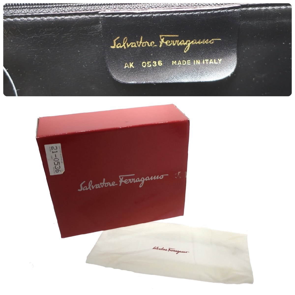 1円スタート Salvatore Ferragamo サルヴァトーレフェラガモ ガンチーニ 2way ハンドバッグ AK 0536 ゴールド金具 ショルダー レザー 黒_画像10