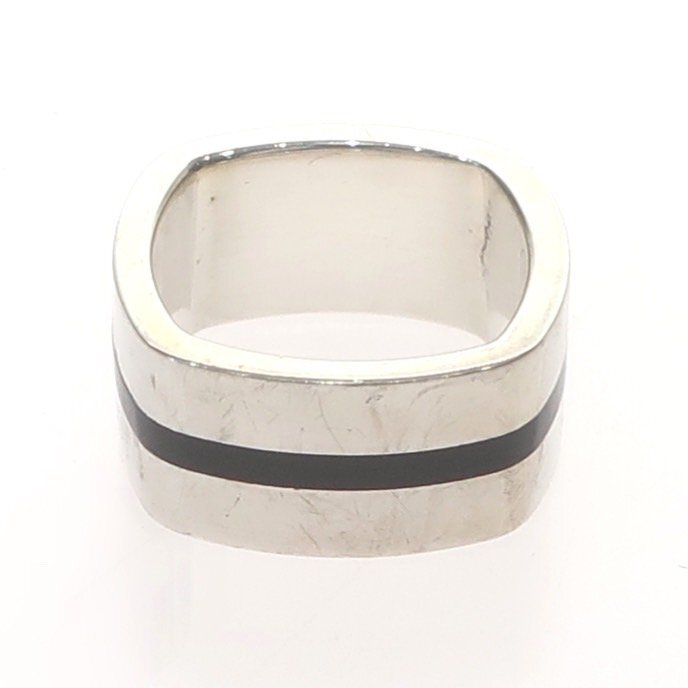 1 иен старт GUCCI Gucci квадратное кольцо SV925 sterling серебряный центральный линия кольцо аксессуары мужской женский 12 номер #52