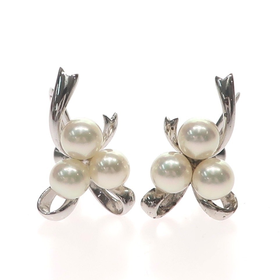 1円スタート 美品 MIKIMOTO ミキモト パール イヤリング 真珠 pearl M刻印 SILVER シルバー 耳飾り ジュエリー アクセサリー レディース_画像1