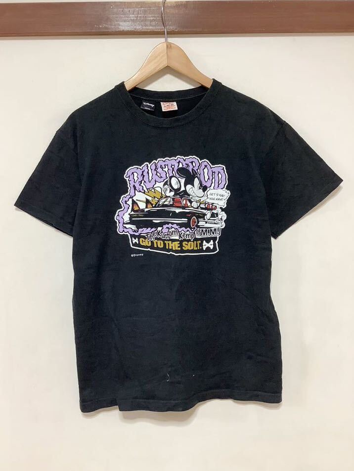 ほ1319 Disney CALEE ディズニー キャリー コラボ 半袖Tシャツ L ブラック ミッキーマウス 車_画像1