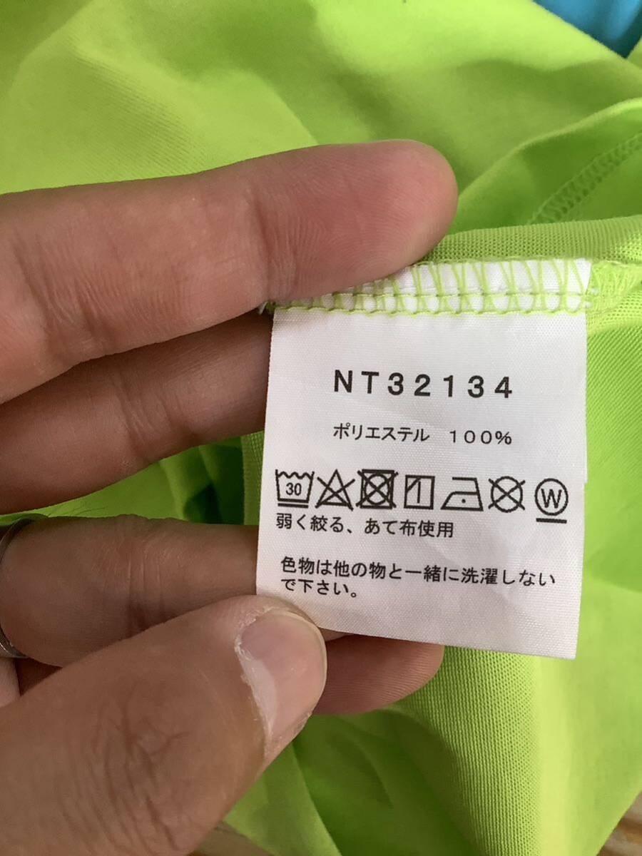 ほ1373 THE NORTH FACE ノースフェイス メッシュ半袖Tシャツ M ライトグリーン ロゴプリント ドライ 速乾 _画像4