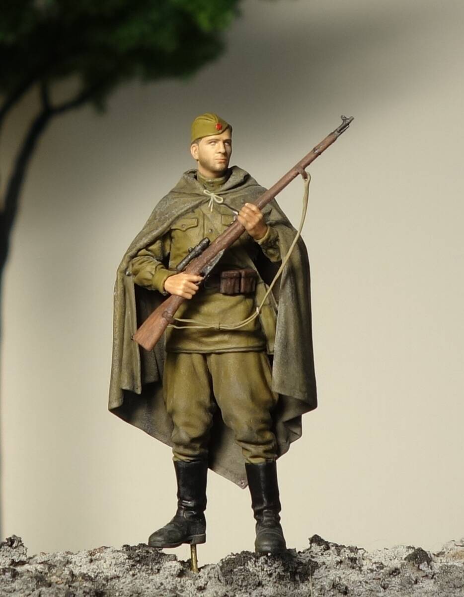 1/35　WWⅡソビエト狙撃兵　50ｍｍレジンフィギュア塗装済み完成品1体　1/35 50ｍｍ　WW2 soviet soldier ”Sniper”, Painted finished._イメージです。ベースは付属しません。