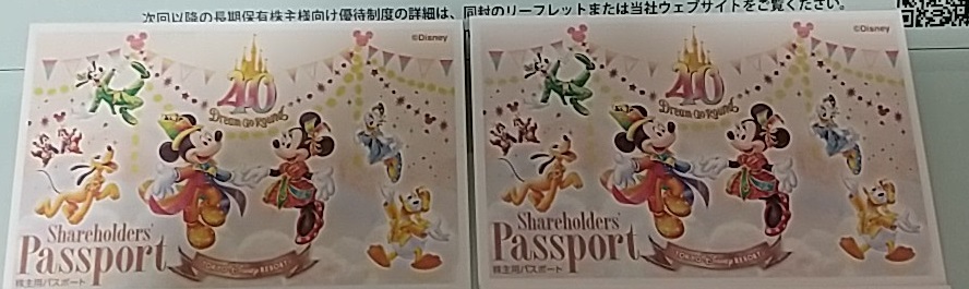 東京ディズニーランド・ディズニーシー 株主用パスポート 2025/1/31期限　2枚セット①　TDS　TDS_画像1