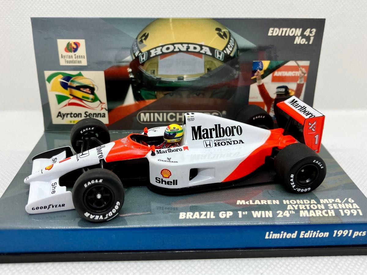 1/43 マクラーレン ホンダ MP4/6 A セナ 1991 ブラジルGP 母国初 1/43 マクラーレン ホンダ MP4/6 A セナ 1991 ブラジルGP 母国初