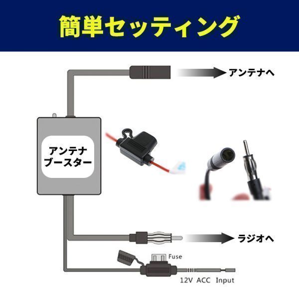 カーラジオ アンテナブースター 車 ラジオ アンテナ 汎用 高感度 感度アップ 12V FM AM 信号増幅 室内 カーステレオ ブースター 車用 電波_画像3