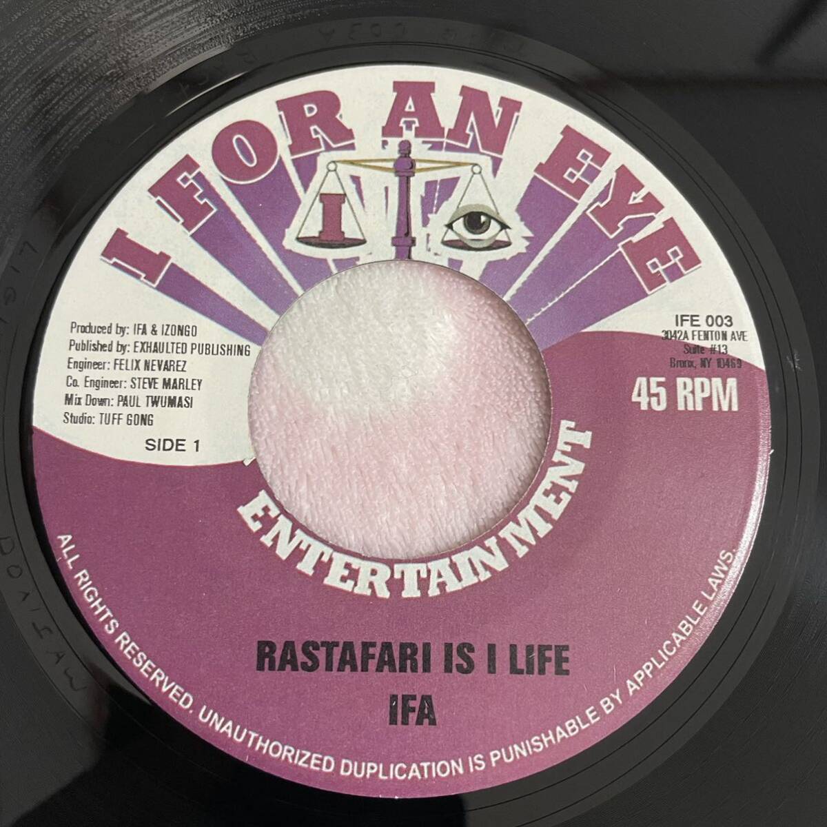 【7inch】◆即決◆中古■【IFA / Rastafari Is I Life / Version】7インチ EP■IFE003 reggae dancehall Jamaica_画像1