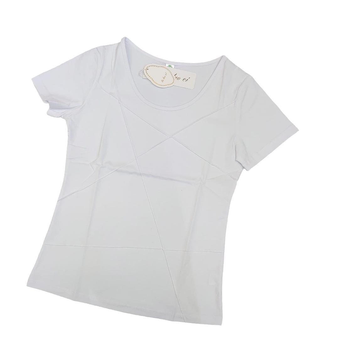 L ラウンドネック 半袖 デザイン Tシャツ 白 シンプル スタイル美 クール カットソー かっこいい 1枚できまる 新品_画像8