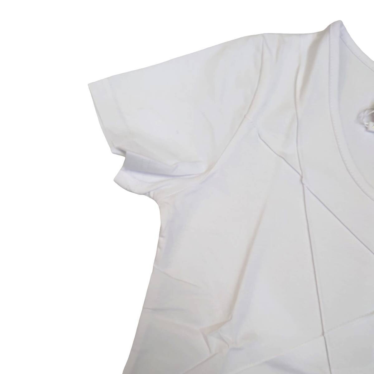 L ラウンドネック 半袖 デザイン Tシャツ 白 シンプル スタイル美 クール カットソー かっこいい 1枚できまる 新品_画像9