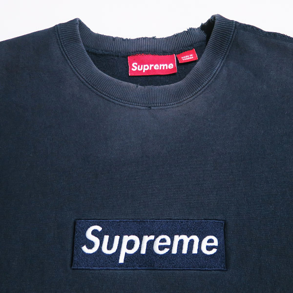 SUPREME シュプリーム BOX LOGO CREWNECK ボックスロゴ クルーネック SWEATSHIRT スウェットシャツ ネイビー トレーナー トップス Fez_画像3