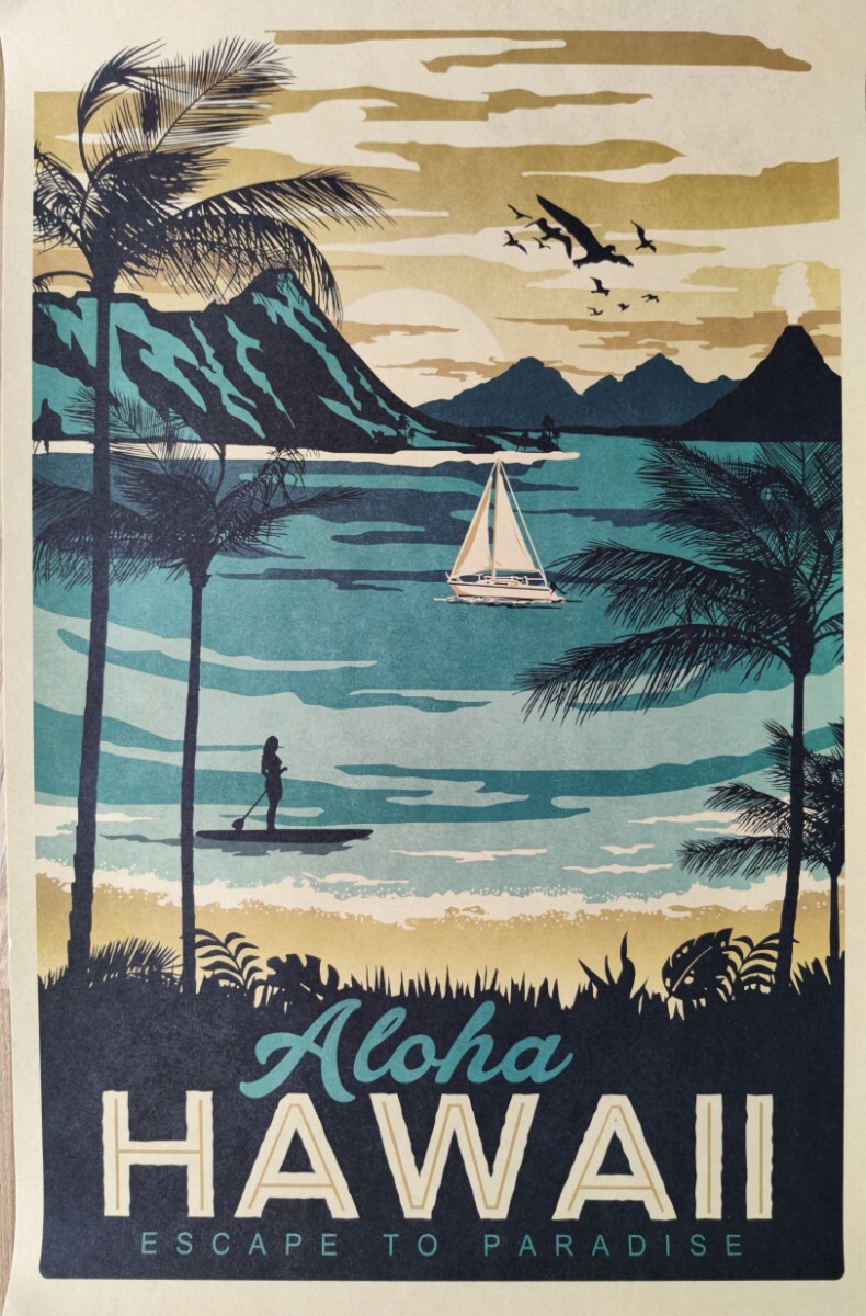 Aloha！Hawaiiビンテージポスター#Hawaii Summer Trip Poster/高級クラフト紙■サイズ：51×34㎝□×1枚：Special Price！送料込み599円_画像2