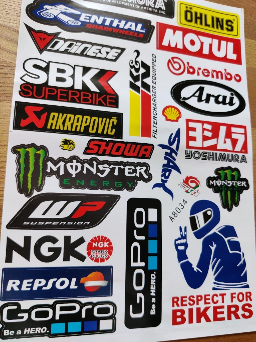 バイク反射+防水ステッカー#Motorcycle Sticker□バイク&モトクロス/#ヨシムラ#Arai#GoPro■A8034×2枚セット：Special Price！1199円_画像2