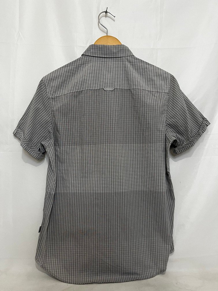 Calvin Klein カルバンクライン 半袖 コットン ボタンシャツ サイズS チェック柄 グレー系_画像2