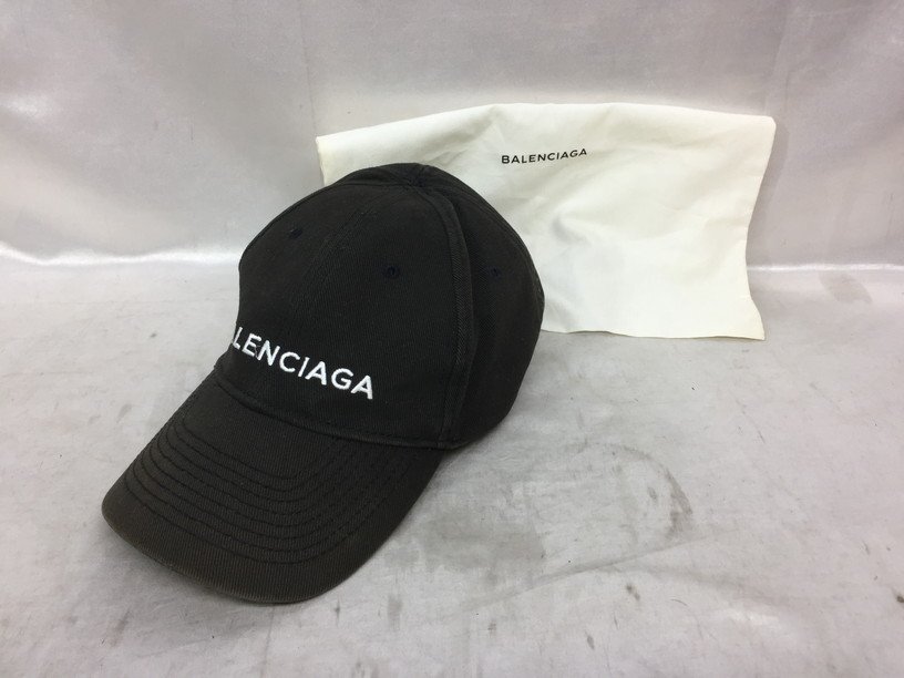 BALENCIAGA Balenciaga сумка для хранения имеется Logo вышивка Baseball колпак 6 panel колпак 499071 410B7 размер :L 59 цвет : черный шляпа 