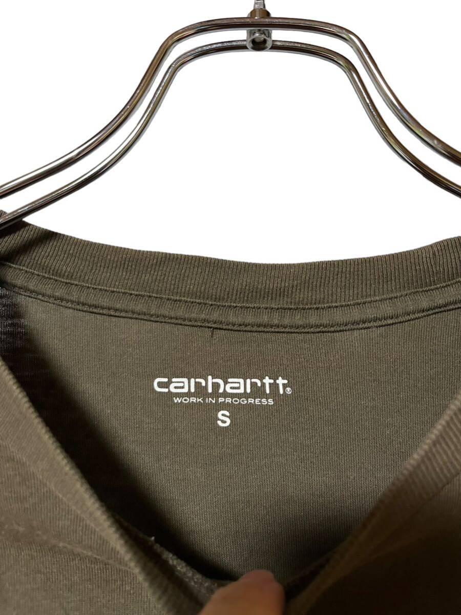 carhartt work in progress wip メンズ S ポケット付き ロゴ 長袖Tシャツ ロンT オリーブ / カーハート ワークインプログレス_画像4