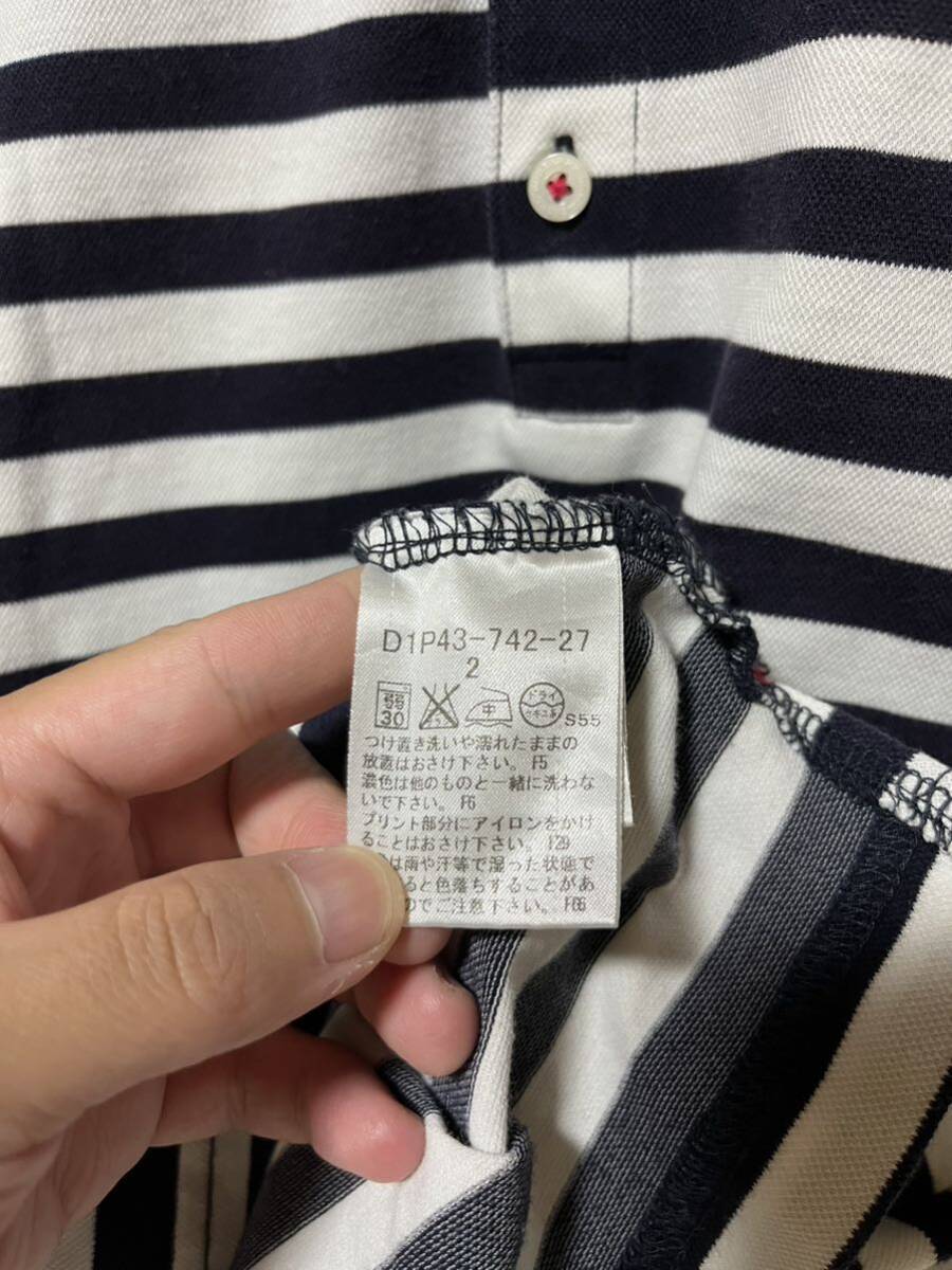 ★美品 正規品 Burberry Black Label 三陽商会 メンズ 2 ワンポイント ロゴ ボーダー 半袖 ポロシャツ / バーバリー ブラックレーベルの画像5