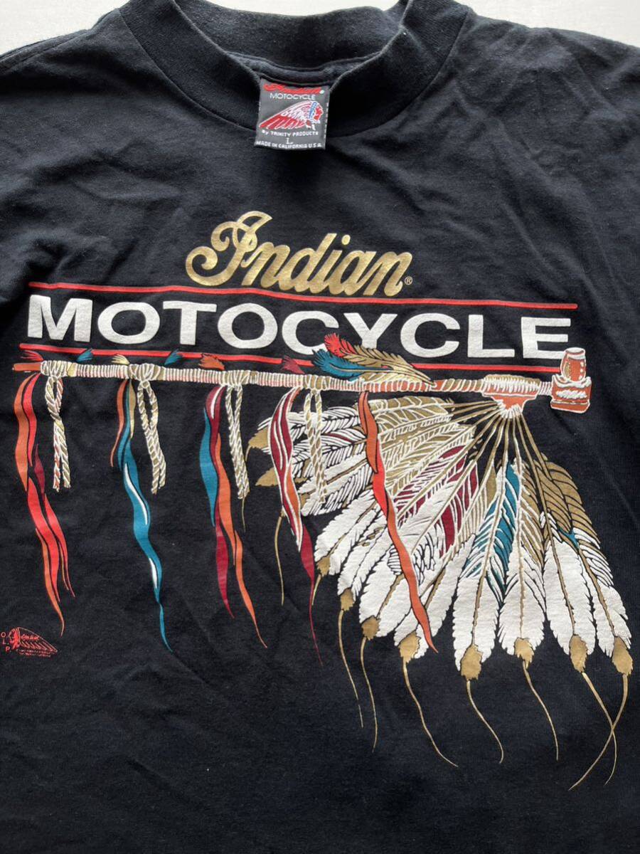 ★USA製 90s Indian Motocycle メンズ L ネイティブ プリント ヴィンテージ Tシャツ / アメリカ製 インディアン モーターサイクル オールド_画像3