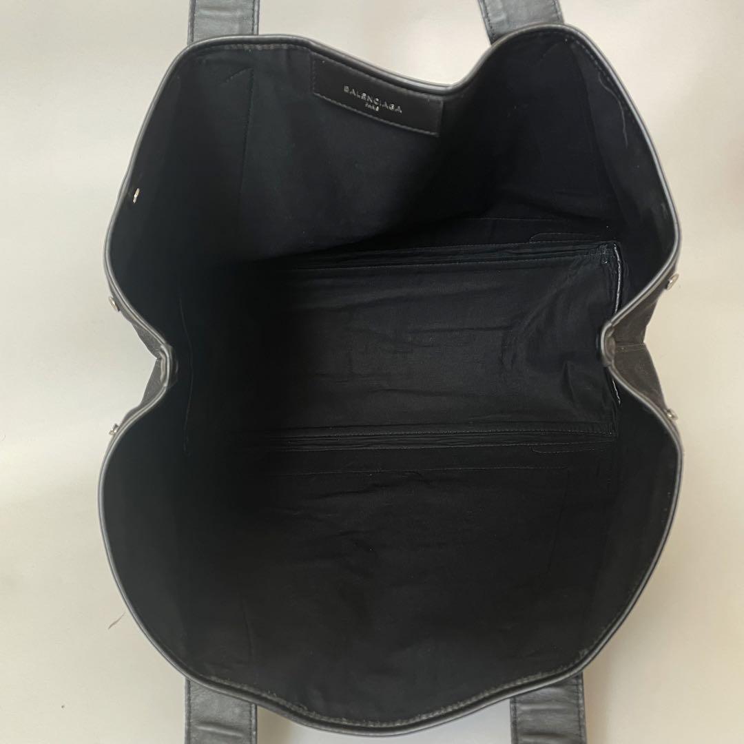 [ превосходный товар * сумка имеется ]BALENCIAGA Balenciaga темно-синий бегемот sM размер M плечо .. большая вместимость парусина кожа черный чёрный 339936