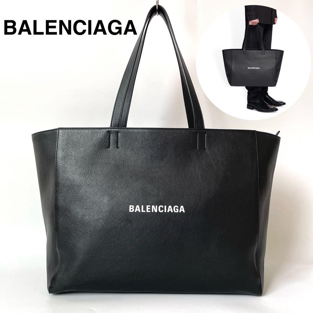 【極美品】BELENCIAGA バレンシアガ EAST-WEST イーストウエスト トートバッグ 肩掛け 大容量 A4収納 レザー 黒 ブラック 618284_画像1