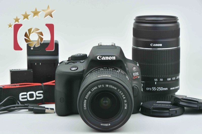 １円出品 Canon キヤノン EOS Kiss X7 ダブルズームキット ブラック シャッター回数僅少【オークション開催中】_画像1