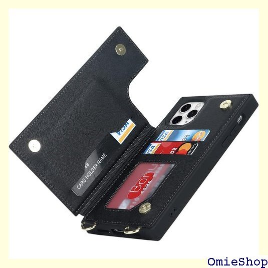 iPhone 11 pro ケース 手帳型 ショルダー ィケース カード入れ スマホケース 携帯カバー ブラック 344